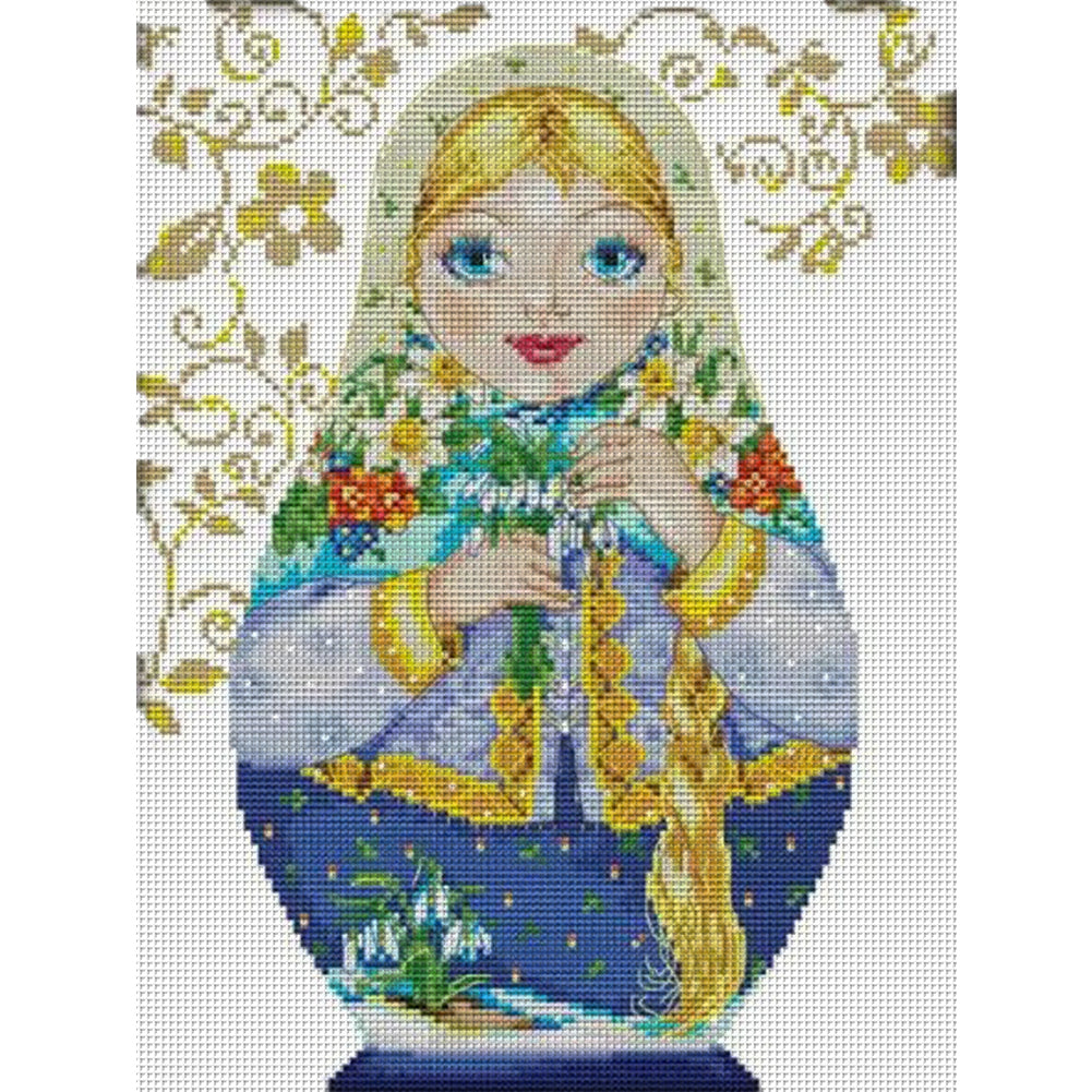 Russian Matryoshka Doll(7) - 14CT Stamped Cross Stitch 29*36CM(Joy Sunday)