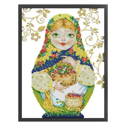 Russian Matryoshka Doll(8) - 14CT Stamped Cross Stitch 29*36CM(Joy Sunday)