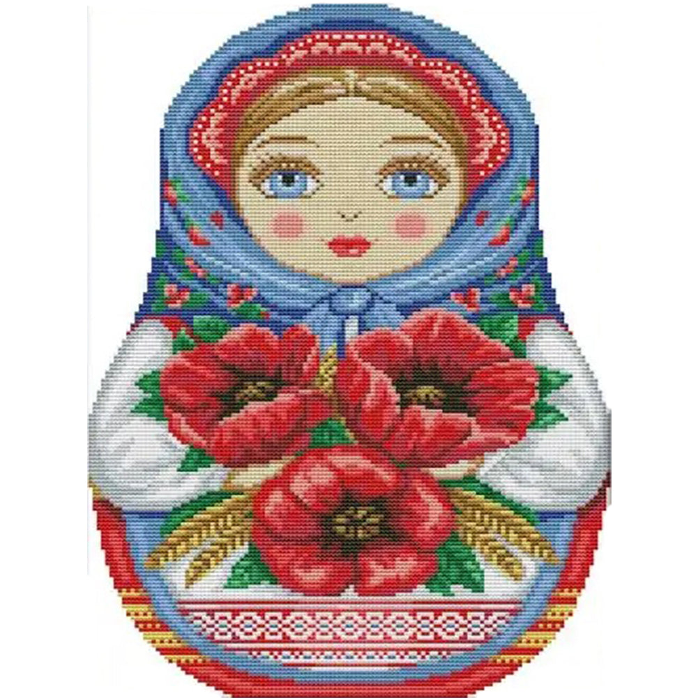 Russian Matryoshka Doll(9) - 14CT Stamped Cross Stitch 30*41CM(Joy Sunday)