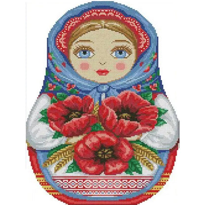 Russian Matryoshka Doll(9) - 14CT Stamped Cross Stitch 30*41CM(Joy Sunday)