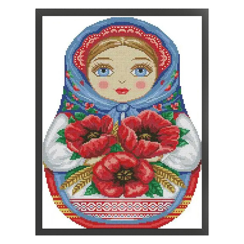 Russian Matryoshka Doll(9) - 14CT Stamped Cross Stitch 30*41CM(Joy Sunday)