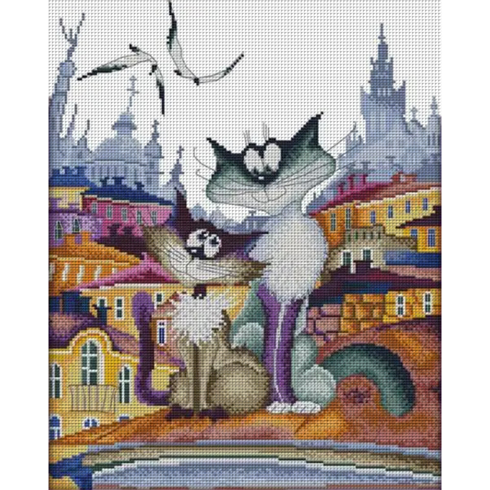 Childhood Winter - 14CT Stamped Cross Stitch 36*43CM(Joy Sunday)