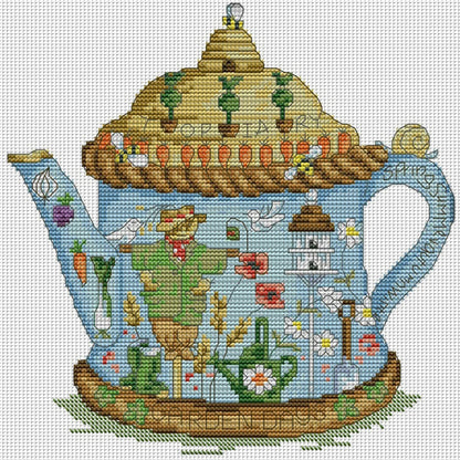 Scarecrow Teapot - 14CT Stamped Cross Stitch 28*27CM(Joy Sunday)