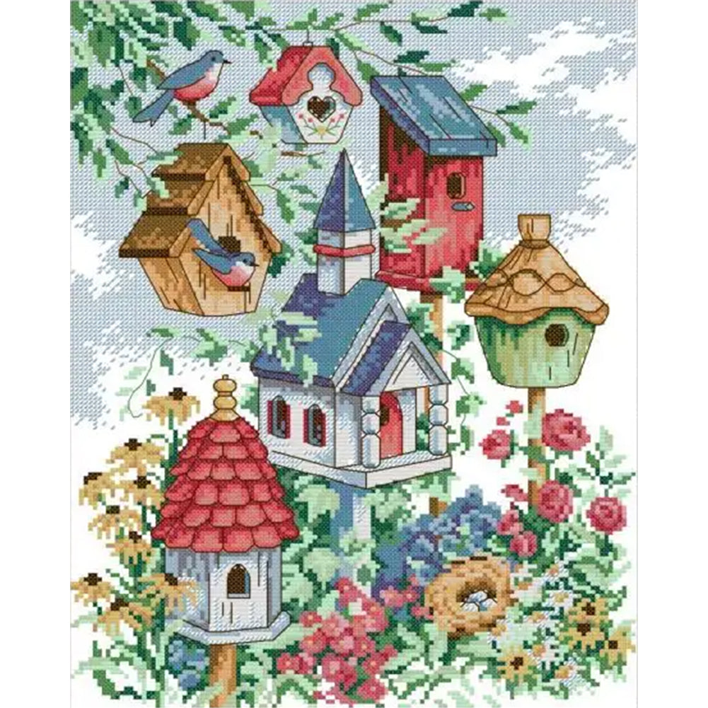 Bird'S Home - 14CT Stamped Cross Stitch 30*38CM(Joy Sunday)