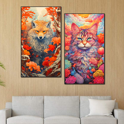 Cat And Fox - Full Round Drill Diamond Painting 40*70CM