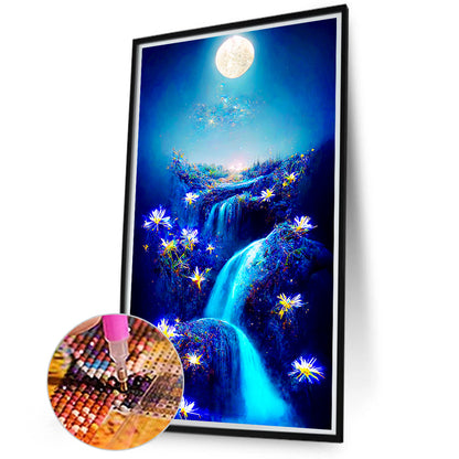 Late Night Moonscape - Full Round Drill Diamond Painting 40*70CM