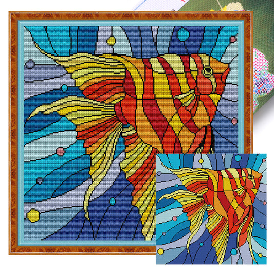 Butterfly Fish - 14CT Stamped Cross Stitch 40*40CM(Joy Sunday)