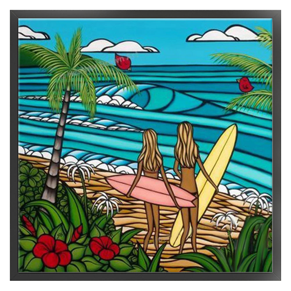 Simple Drawing - Seaside - 14CT Stamped Cross Stitch 40*40CM(Joy Sunday)