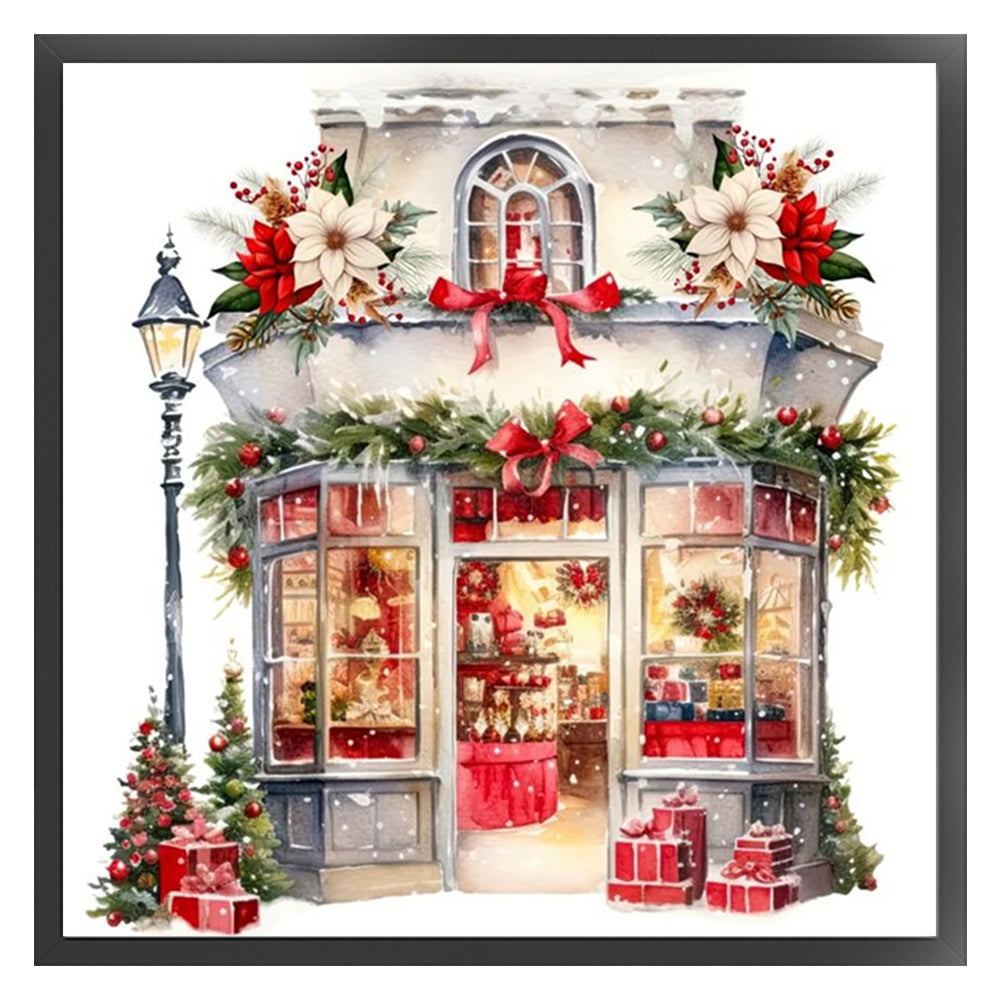 Christmas Cabin - 18CT Stamped Cross Stitch 35*35CM(Joy Sunday)