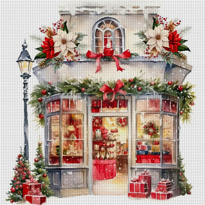 Christmas Cabin - 18CT Stamped Cross Stitch 35*35CM(Joy Sunday)