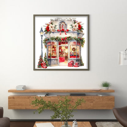 Christmas Cabin - 18CT Stamped Cross Stitch 35*35CM(Joy Sunday)