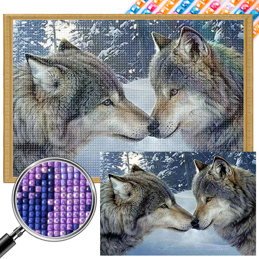 Two Wolves Making Out - Full AB Square Drill Diamond Painting 60*40CM