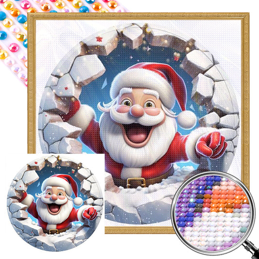 Christmas Characters Cracking Cracks In Wall - Full AB Round Drill Diamond Painting 40*40CM