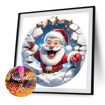 Christmas Characters Cracking Cracks In Wall - Full AB Round Drill Diamond Painting 40*40CM