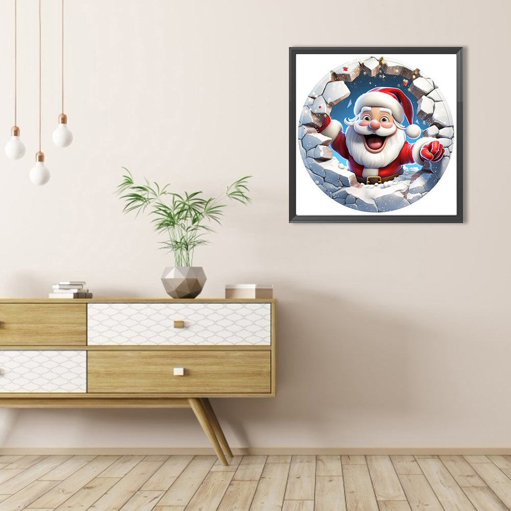 Christmas Characters Cracking Cracks In Wall - Full AB Round Drill Diamond Painting 40*40CM