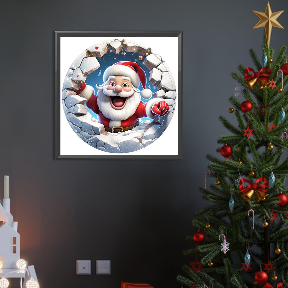 Christmas Characters Cracking Cracks In Wall - Full AB Round Drill Diamond Painting 40*40CM