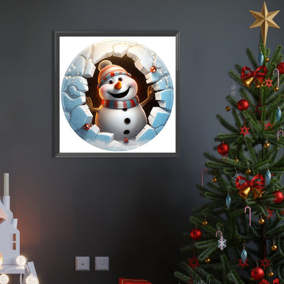 Christmas Characters Cracking Cracks In Wall - Full AB Round Drill Diamond Painting 40*40CM