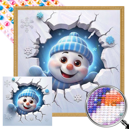 Christmas Characters Cracking Cracks In Wall - Full AB Round Drill Diamond Painting 40*40CM