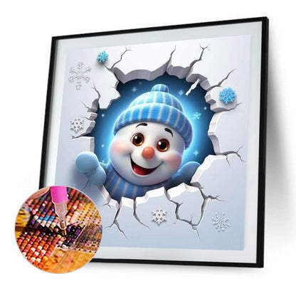 Christmas Characters Cracking Cracks In Wall - Full AB Round Drill Diamond Painting 40*40CM