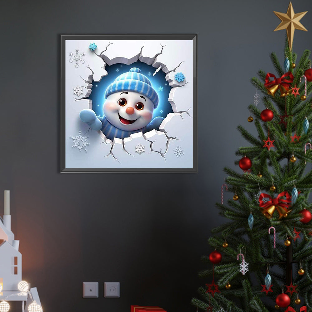 Christmas Characters Cracking Cracks In Wall - Full AB Round Drill Diamond Painting 40*40CM