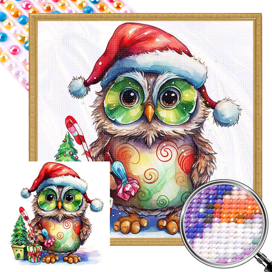 Christmas Owl - Full AB Round Drill Diamond Painting 40*40CM