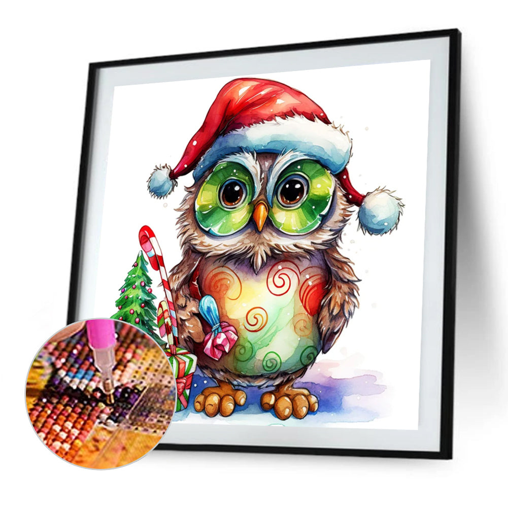 Christmas Owl - Full AB Round Drill Diamond Painting 40*40CM