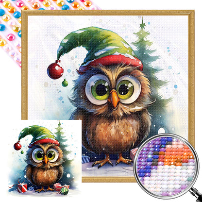 Christmas Owl - Full AB Round Drill Diamond Painting 40*40CM