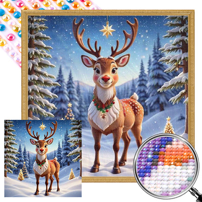 Deer In The Snow - Full AB Round Drill Diamond Painting 40*40CM