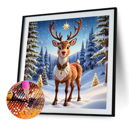 Deer In The Snow - Full AB Round Drill Diamond Painting 40*40CM