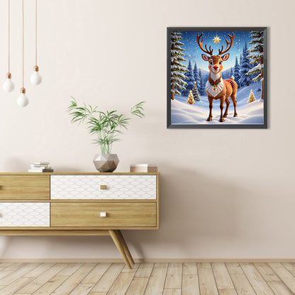 Deer In The Snow - Full AB Round Drill Diamond Painting 40*40CM