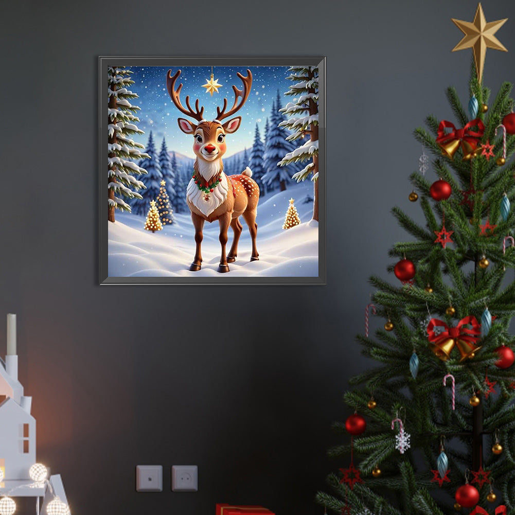 Deer In The Snow - Full AB Round Drill Diamond Painting 40*40CM