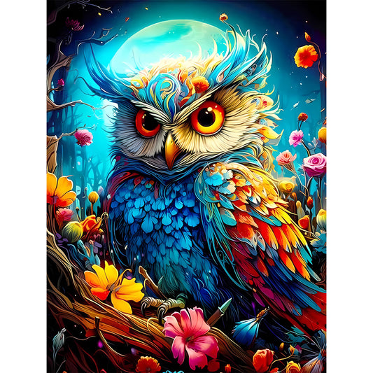 Colorful Owl - Full Round Drill Diamond Painting 30*40CM