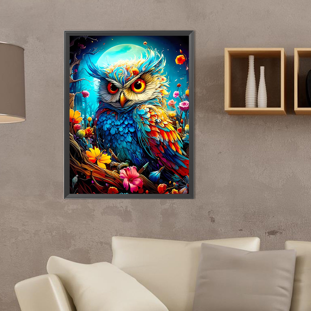 Colorful Owl - Full Round Drill Diamond Painting 30*40CM