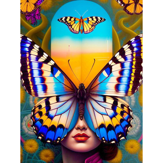 Butterfly Lady - Full Round Drill Diamond Painting 30*40CM