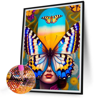 Butterfly Lady - Full Round Drill Diamond Painting 30*40CM