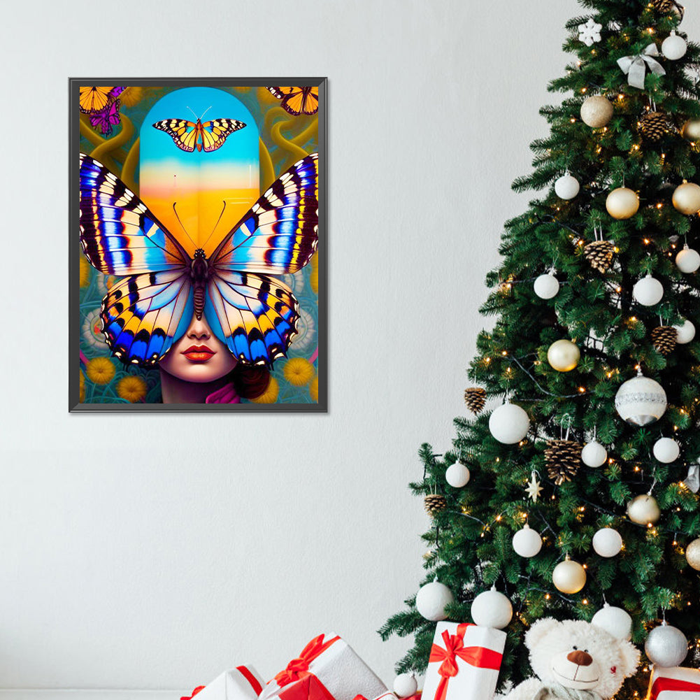 Butterfly Lady - Full Round Drill Diamond Painting 30*40CM