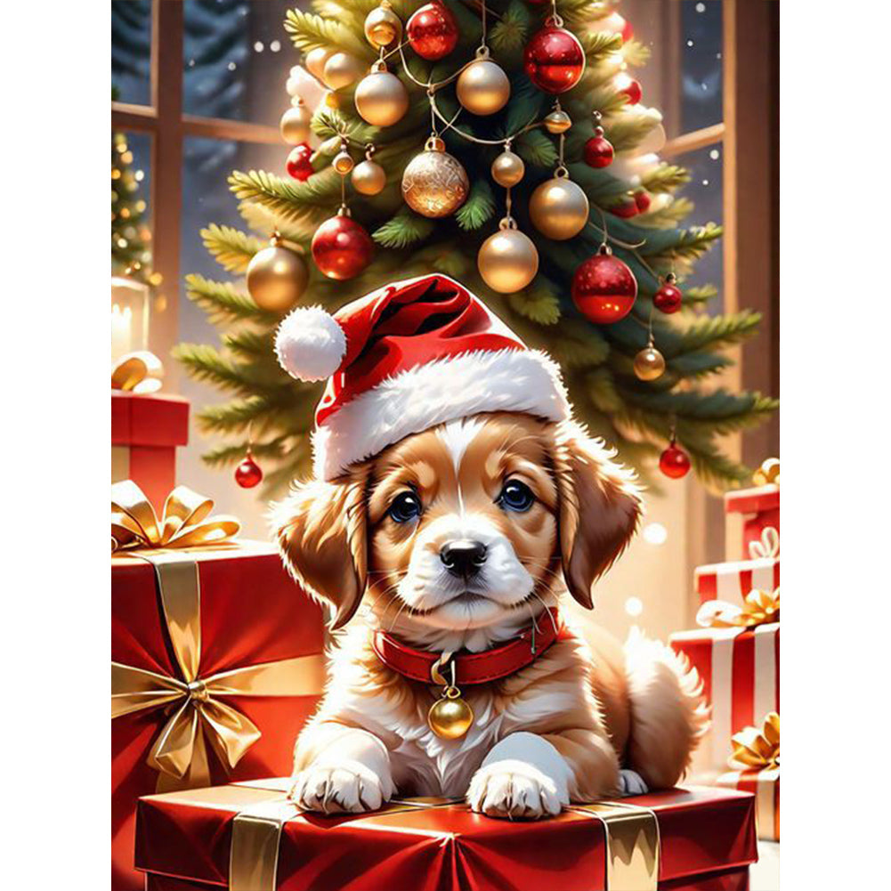 Christmas Puppy - Full Round Drill Diamond Painting 30*40CM