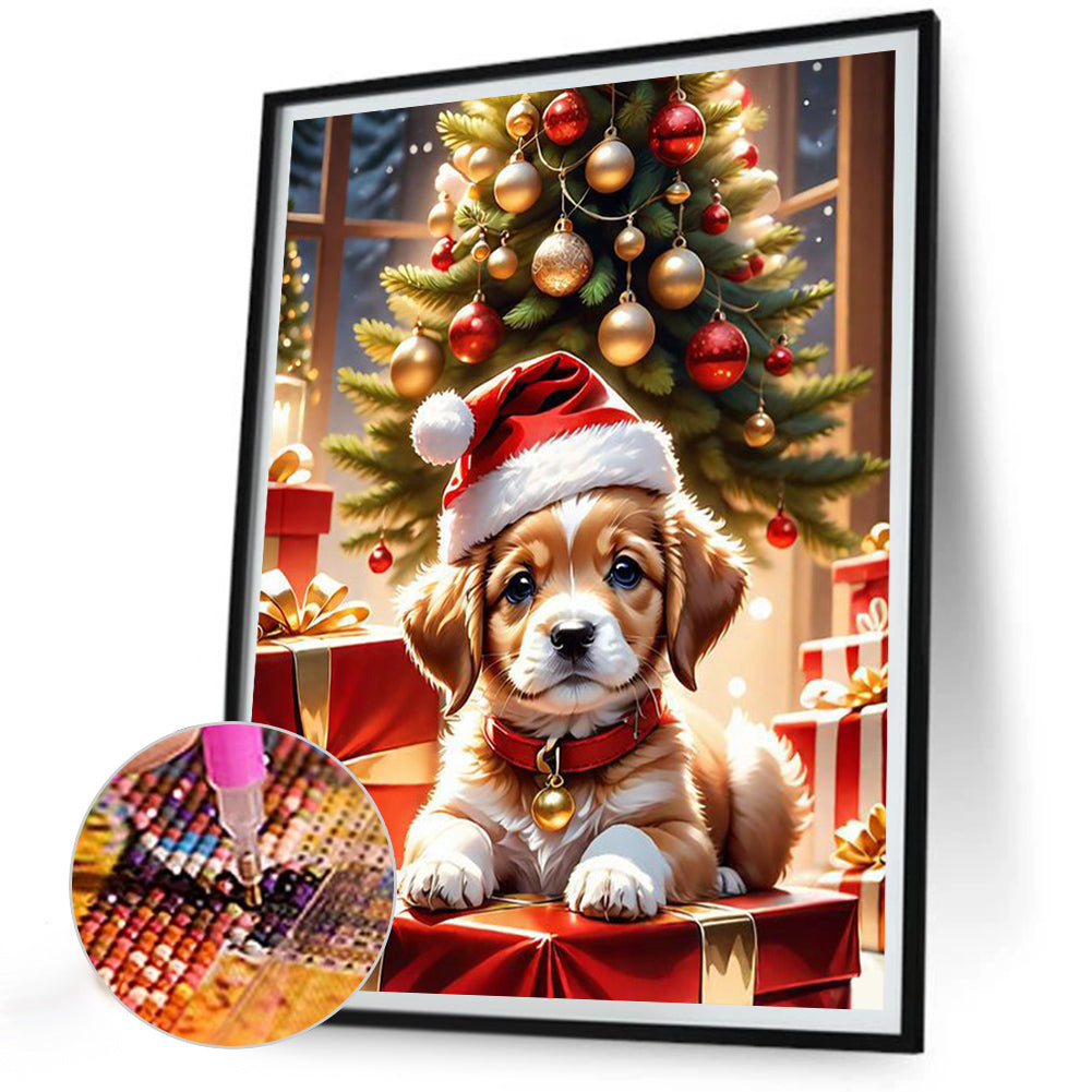 Christmas Puppy - Full Round Drill Diamond Painting 30*40CM