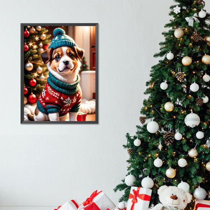 Christmas Puppy - Full Round Drill Diamond Painting 30*40CM