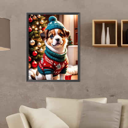 Christmas Puppy - Full Round Drill Diamond Painting 30*40CM