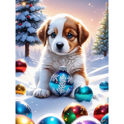 Christmas Puppy - Full Round Drill Diamond Painting 30*40CM