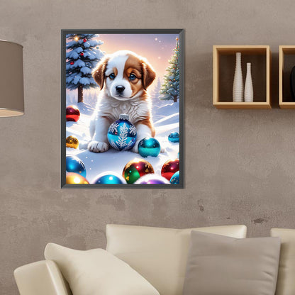 Christmas Puppy - Full Round Drill Diamond Painting 30*40CM