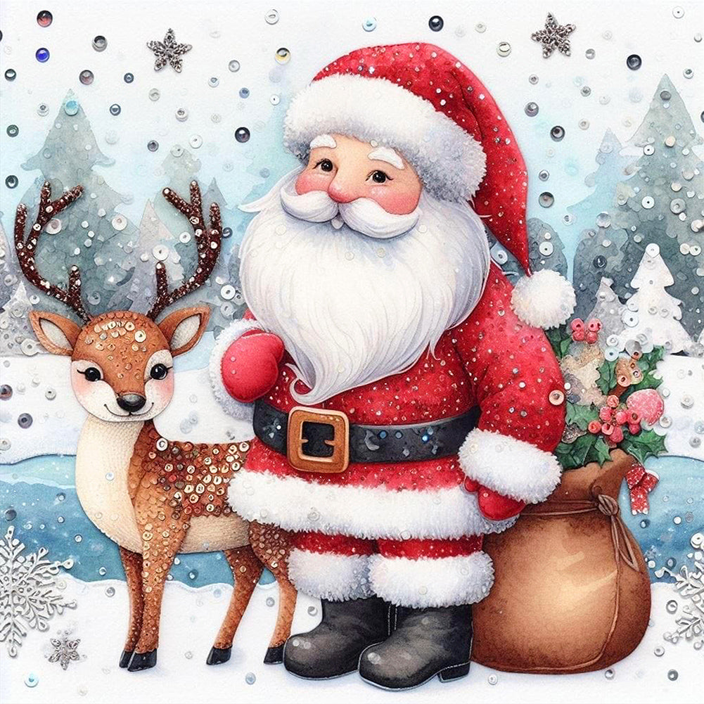 Snow Santa Claus - Full Square Drill Diamond Painting 30*30CM