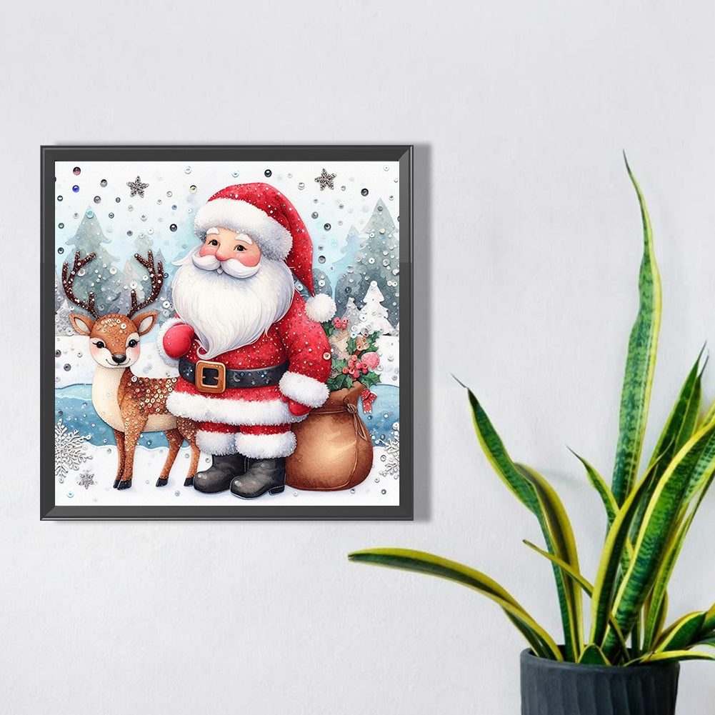 Snow Santa Claus - Full Square Drill Diamond Painting 30*30CM