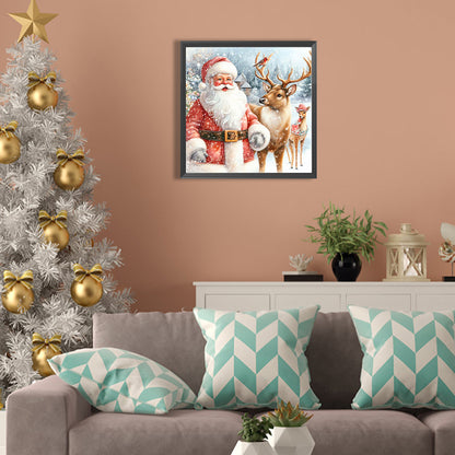 Santa Claus And Elk - Full Square Drill Diamond Painting 30*30CM