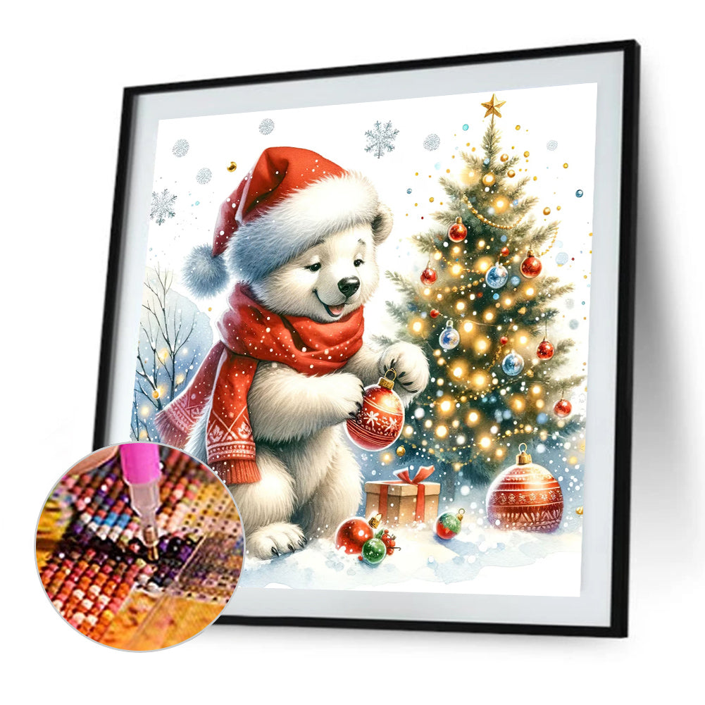 Winter White Bear And Christmas Tree - Full Square Drill Diamond Painting 30*30CM