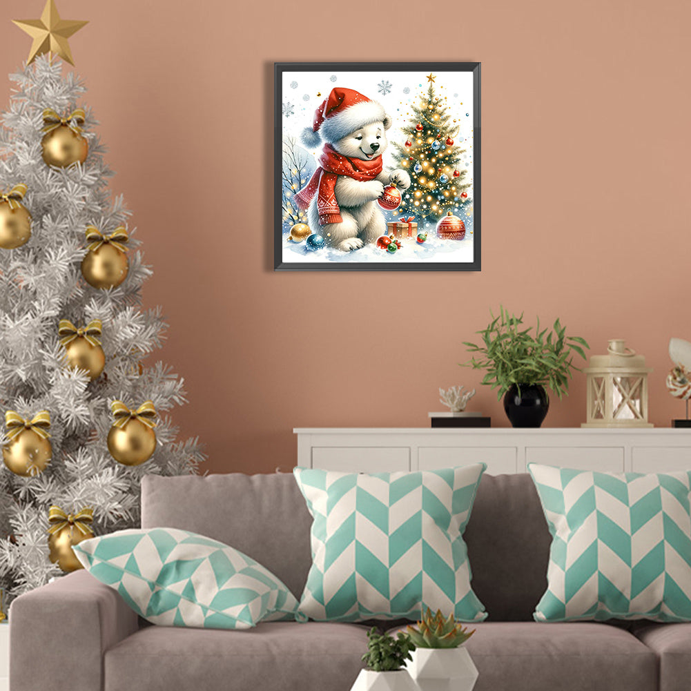 Winter White Bear And Christmas Tree - Full Square Drill Diamond Painting 30*30CM