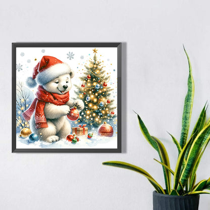 Winter White Bear And Christmas Tree - Full Square Drill Diamond Painting 30*30CM