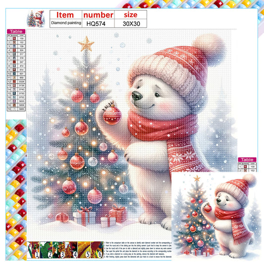 Winter White Bear Decorated Tree - Full Square Drill Diamond Painting 30*30CM