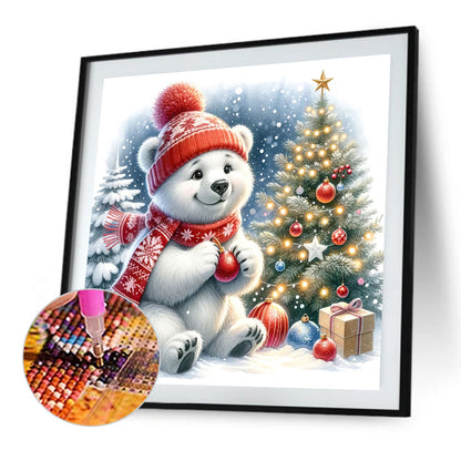 Winter White Bear Prepares Accessories - Full Square Drill Diamond Painting 30*30CM